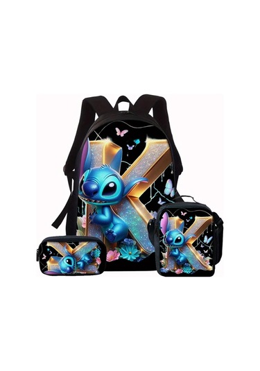 Honeybeeshop Stitch Ve Elmas Çiçekli 3 Adet Sırt Çantası Seti Büyük Kapasiteli Sku K K