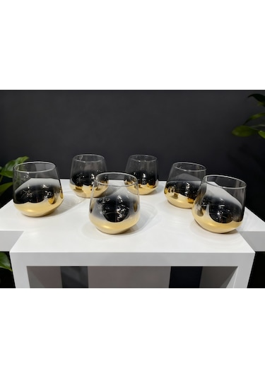 Çnr Home Collection Lav Titanyum Gold Kisa Bardak Gold