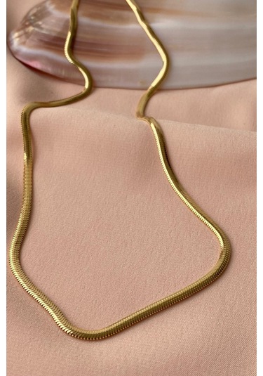 Zümrüt Sarraf 14 Ayar Yeşil Altın Kadın Tondo Ezme Zincir Kolye N11.47503