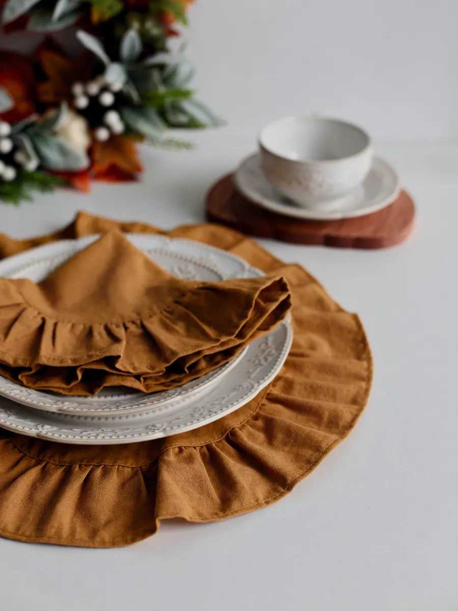 Home Lovers Dokuma Servis Peçeteleri Seti 2 Adet 246434164 Hardal Rengi