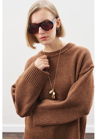 Chunky Oversıze Kazak Sıcak Kahve Sıcak Kahve