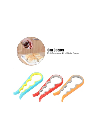 Manuel Şişe Açacağı 3 Adet 4'ü 1 Arada Çok Fonksiyonlu Güvenlik Kapakları Kavanoz Kutusu Ev Mutfak Gereçleri Çok Renkli