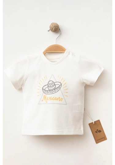 %100 Pamuklu Mexicano T-shirt Ekru
