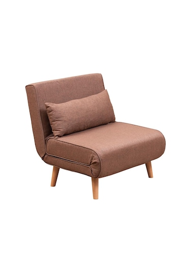 Folde 80 Tekli Yataklı Katlanır Koltuk Keten Açık Kahve Açık Kahverengi