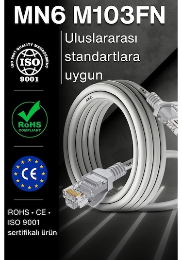 Mn6 M103fn 25 Metre Ethernet Kablo/utp/gigabit Destekli/25 Metre Cat6 Kablo/iç Mekan Uyumlu