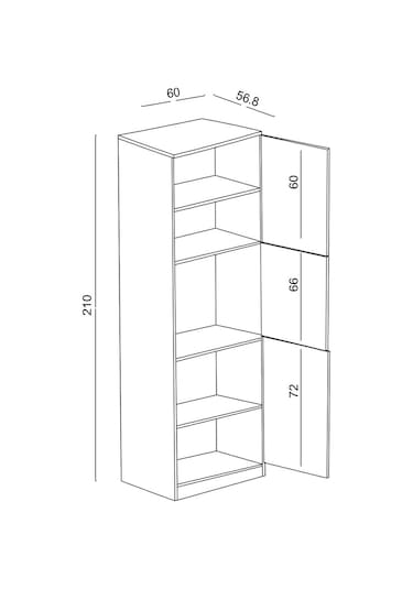 60 Cm Beyaz Melamin Boy Dolap H210