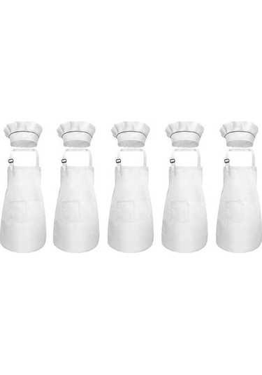 Ulzyvf Yemek Ve Ve Seti Şef Şapkası Pişirme Parçalı Önlüğü İçin Çocuk Boyama Beyaz 10 Su Beyaz