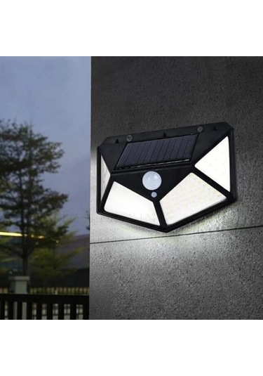 Buffer 100 Ledli 3 Farklı Aydınlatma Ayarlı Solar Güneş Enerjili Hareket Sensörlü Bahçe Duvar Lamba Çok Renkli