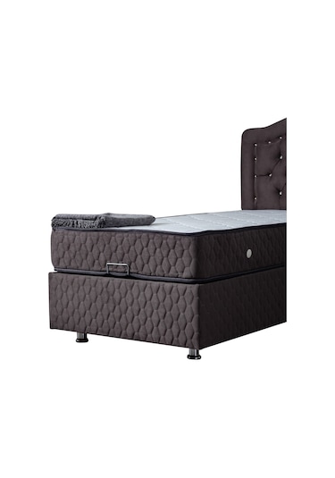 Setaymobilya Baza, Şah Antrasit Tek Kişilik Baza + Başlık + Deluxe Yatak