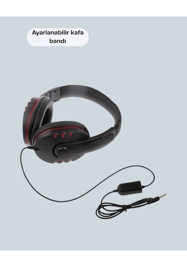 Kırmızı Gaming Headset Mikrofonlu Sağlam Kablolu Konforlu