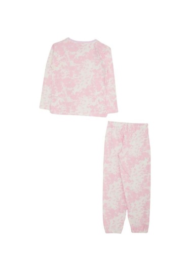 Kız Çocuk Batik Desenli Pamuklu Pijama Takımı-13678 Pembe
