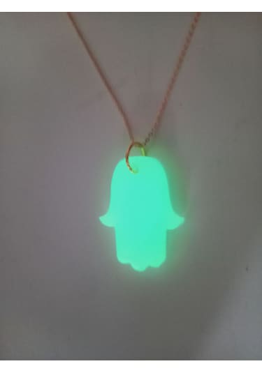 Fatma Ana Eli Karanlıkta Parlayan Fosforlu Zincirli Kolye Yeşil