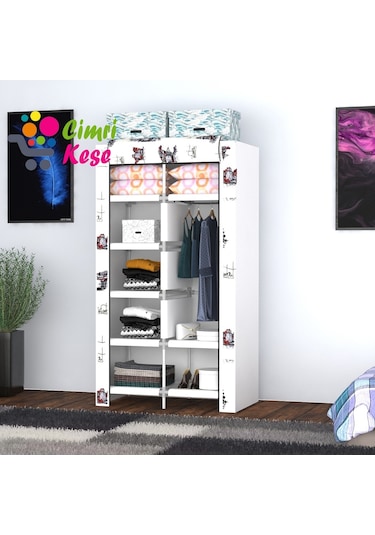 Cimrikesee Raflı Askılı Çok Amaçlı Mini Bez Dolap