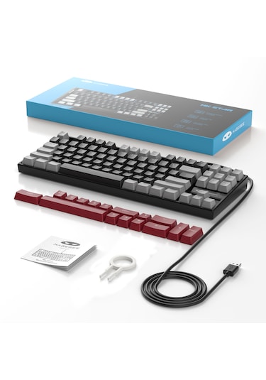 Magegee Mk-star 87 Tuş Red Switch Gri-siyah Kablolu Türkçe Q Mekanik Gaming Klavye