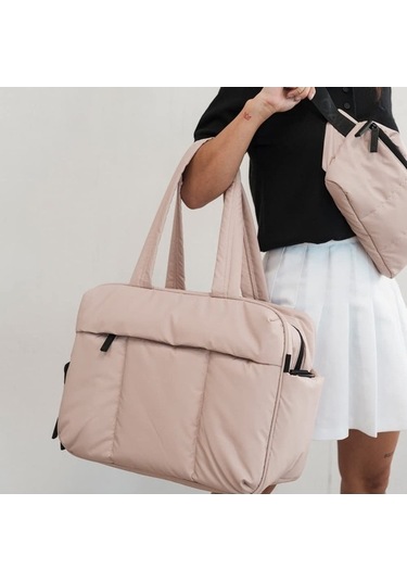 Didadodo Kadınlar İçin Şişme Çantalı Spor Çantası - Ayakkabı Bölmeli Geniş Hacimli Seyahat Çantası Pembe Pembe