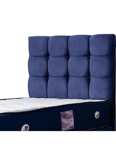 Setaymobilya Baza, Duke Lacivert Tek Kişilik Baza + Başlık+ Ortopedik Yatak