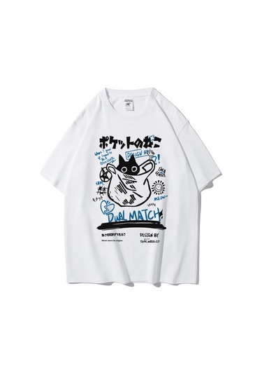 Teekossc 2024 Yaz Kedi Baskılı Harajuku Kawaii Erkek Kadın T-shirt Y2k Streetwearlavanta Lavanta