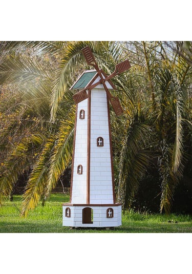 Mandu Yel Değirmenli Ahşap Kedi Evi 80 x 80 x 207 CM