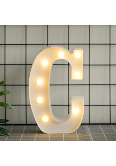 Yaozixa Led Harf Lambası C - Isı Beyaz Işık, Pvc Malzeme, Romantik Dekorasyon, Masaüstü/duvar Montajı, Aa Pil Gerekiyor Dahil Değil Diğer