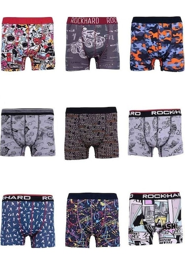 Rock Hard 4'Lü Karışık Desenli Renkli Boxer 001