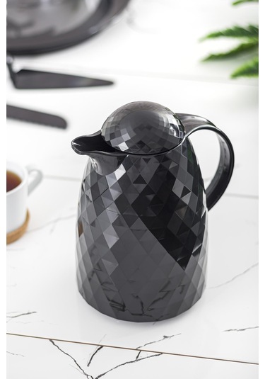 1 Lt Akrilik Siyah Çay Termosu 12 Saat Sıcak 24 Saat Soğuk Siyah