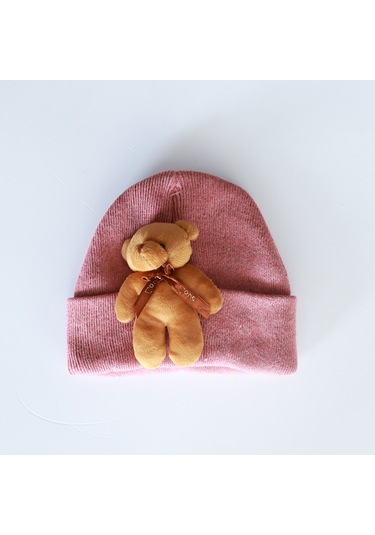 Bidigago Peluş Ayıcıklı Renkli Çocuk Bere Pembe