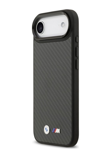 İphone 17 Air Uyumlu Kılıf Bmw Lisanslı M-safeli Karbon Fiber Metal Logolu Kevlar Kapak Siyah Siyah
