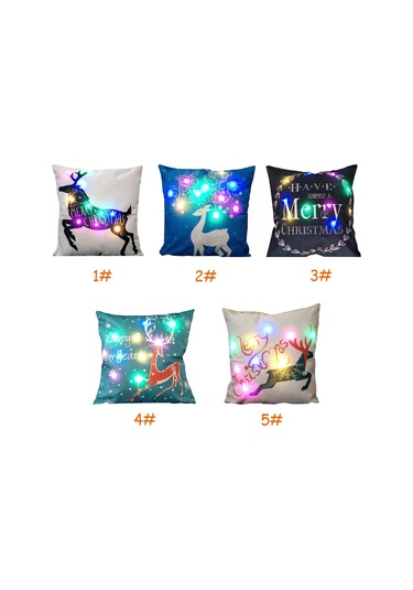 Qingmipy Elk Desenli Led Işıklı Flax Yastık Kılıfı Noel Dekorasyonu - 10 Ledli, 45x45cm, 5 Renk Seçeneği Pil Dahil Değil Diğer