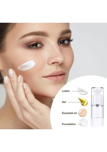 Novahub Kozmetik Seyahat Şişesi 15ml Havasız Pompalı Şişe 12 Adet Şeffaf, Kapaklı Şeffaf