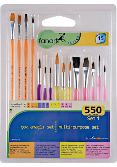 Fanart Academy 550 Fırça Seti 1 15'li