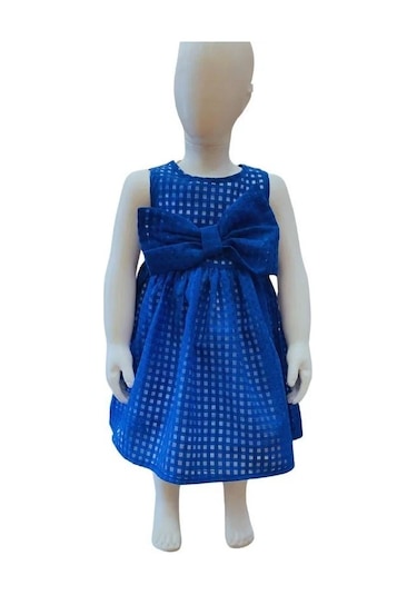 Çikoby Kız Bebek Fiyonk Elbise-13878 Mavi