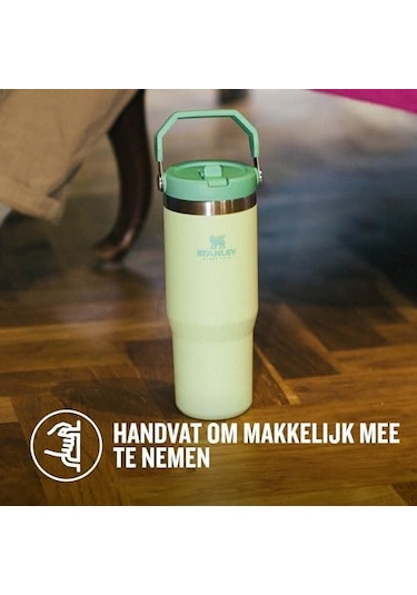 Iceflow Flip Straw Pipetli Termos Bardak, 0.89 Litre, Lime Yeşili Citron S