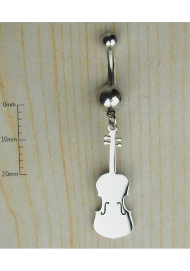 Keman 316 L Cerrahi Çelik Göbek Piercing Gümüş