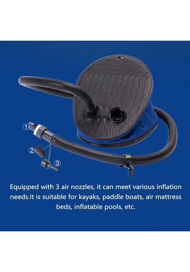 Reedark Mavi Büyük Boy Plastik Ayaklı Pompa - Lastik Bot, Kayık, Balıkçı Botu İçin Şişirme/havalandırma 2'li Fonksiyonlu - 3 Fişli