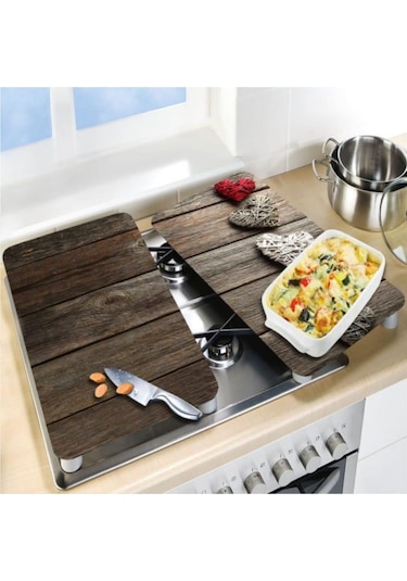 Cam Ocak Koruyucu ve Kesim Tablası Beşli Kalpler   80Cm X 52Cm 2