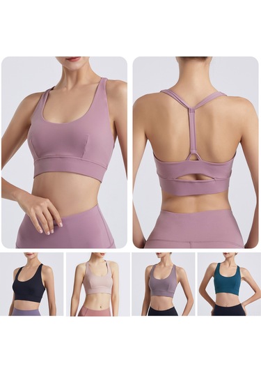 Ximistore9 Kadın Spor Büstiyeri - Kolluklu, Çıkarılabilir Pad, Yoğunluklu, Casual Stili, Siyah Fsp1962-6 Açık Pembe