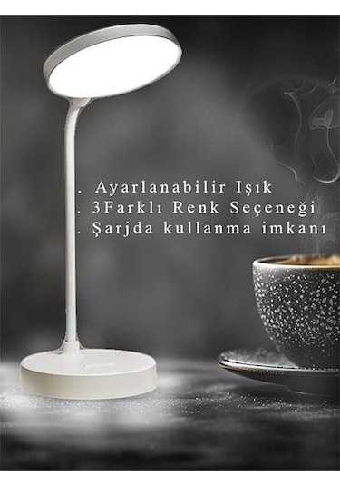 Cata Ct-8440 Berlin Dokunmatik Şarjlı Masa Lambası Dimlenebilir Işık Beyaz Renk