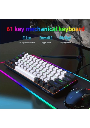 Fastbuy Led Arkadan Aydınlatmalı %60 Mekanik Klavye, Rgb Farklı Renk Seçenekleri
