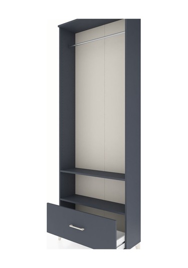 Arges Dolap 2 Raflı Tek Çekmeceli Tek Askılı 88x30x243 Antrasit-antrasit Antrasit