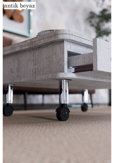 Oslo Akıllı Sehpa Tekerli Çekmeceli, Modern Yemek Masası