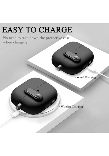 Samsung Galaxy Buds 3 Fe / Buds 3 Pro / Buds 3 İle Uyumlu Kılıf Kilitli Tpu Premium Matte Trip Case Siyah