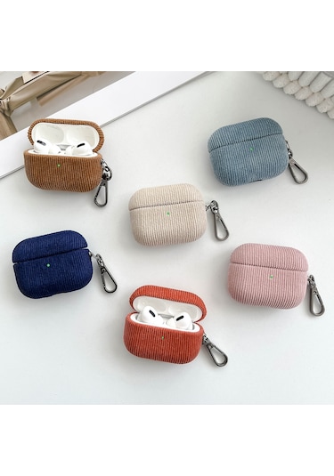 Airpods Uyumlu Pro İçin Kadife Kumaş Desenli Kulaklık Koruyucu Kılıf Pembe