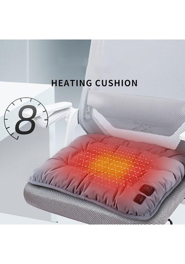 45 X 45 X 8cm Isıtmalı Yastık Araba Kadife Koltuk Minderi Siyah