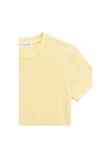 Mixray 2100 Kadın Slim Fit Bisiklet Yaka Soft Basic T-shirt Sarı