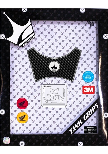Honda Crf250 Rally 2025 İle Uyumlu Kaydırmaz 6d Karbon 14 Parça Tank Pad Seti Gc77 KARBON