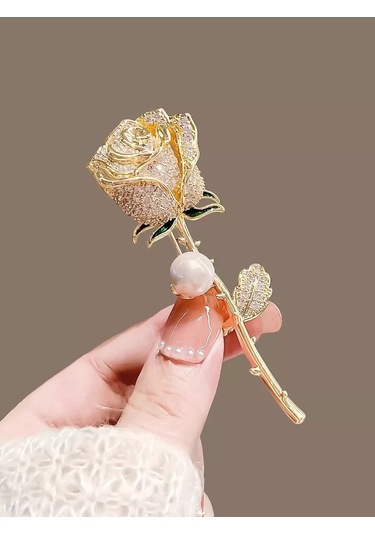 Beautiful Detail Orijinal Gül Desenli Broş 188001077 Altın Rengi