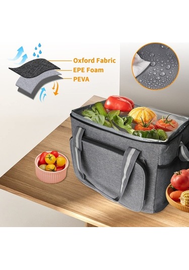 Jzcat- Pp Çanta 15 L, Soğutucu Çanta, Küçük, Katlanabilir, Yemek Siyah