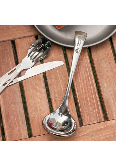 Mufunye Gümüş Renkli Saf Titan Malzeme 20x6 Cm 60 Gr Fonksiyonel Çorba Kaşığı Gümüş