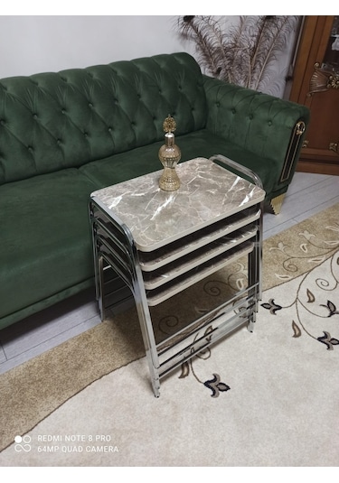 Zigon Sehpa Tepsi Zigon Model Nikelaj Kaplama Metal Ayaklı Alaca (540935573)