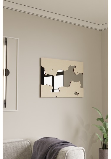 Dekoratif Ahşap Pleksi Aynalı Duvar Süsü